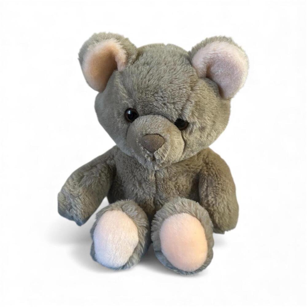 Vintage 1983 Dakin Fun Farm Plush Teddy Bear Grey Pink Ears Stuffed Animal